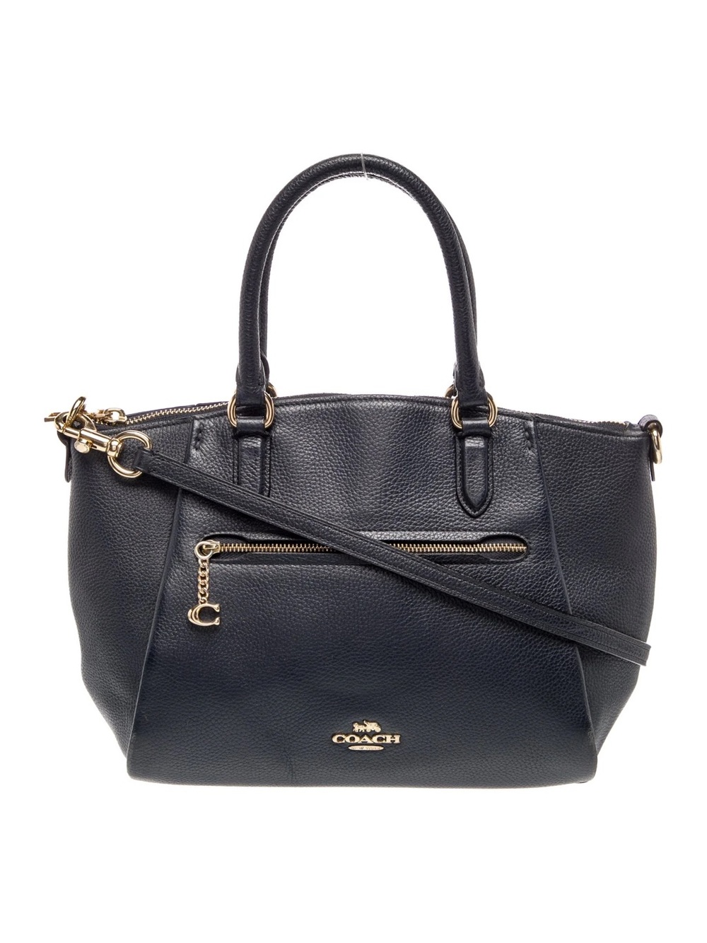 Coach Elise Satchel Black Pebbled Leather with Gold Hardware